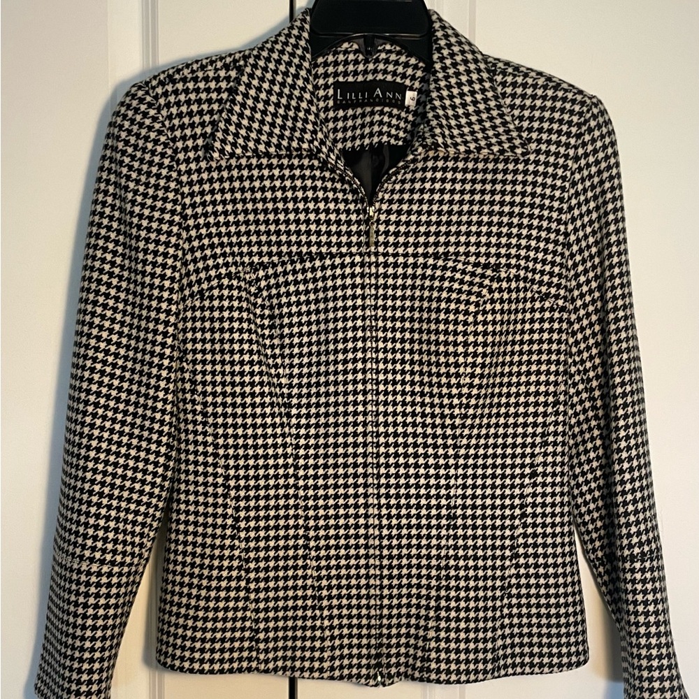 Lilli Ann Black and White Houndstooth Jacket